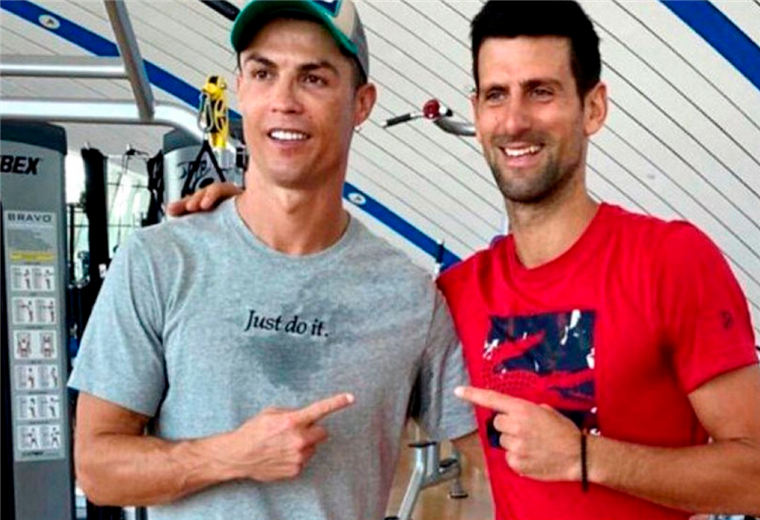 Cristiano Ronaldo junto Novak Djokovic. Foto: Redes Sociales