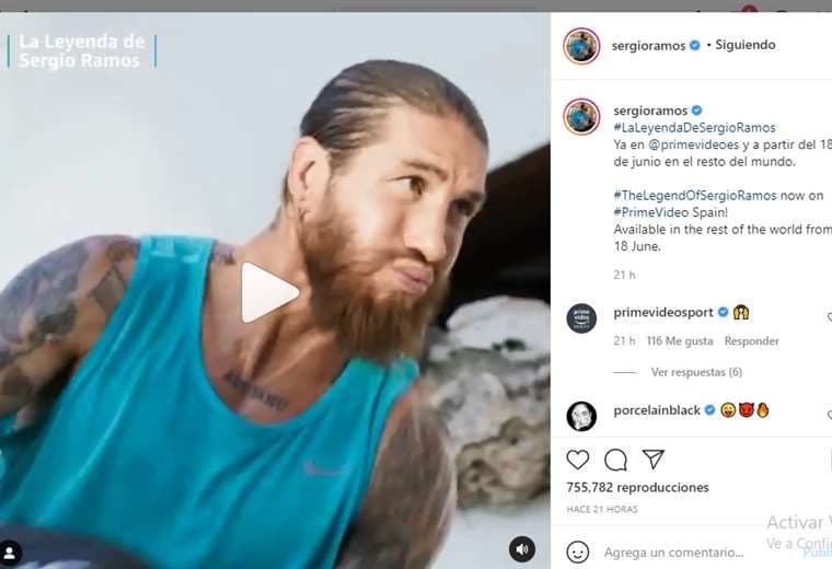 Captura de pantalla del video que Sergio Ramos publicó en Instagram 