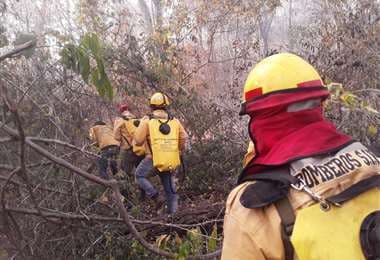 Bomberos forestales permanecen en la zonas afectadas. ARCHIVO